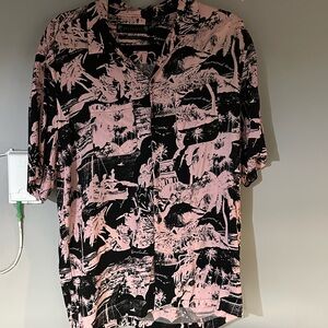 All Saints Pink and Black Graphic Men's Shirt AWA M